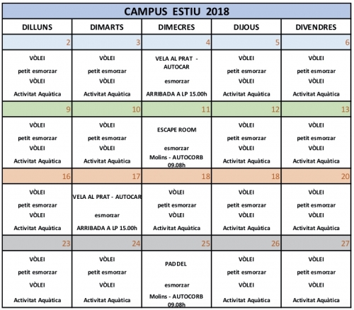 CAMPUS VÒLEI - ESTIU 2018 - Club Volei La Palma